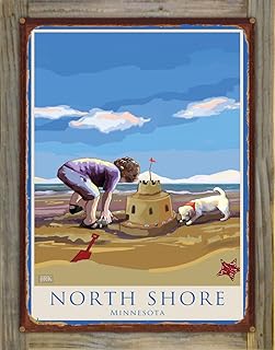 North Shore Minnesota Sand Castle Rustic Metal Print on Reclaimed Barn Wood from Alla Prima Painting by Artist Joanne Kollman 17" x 23"