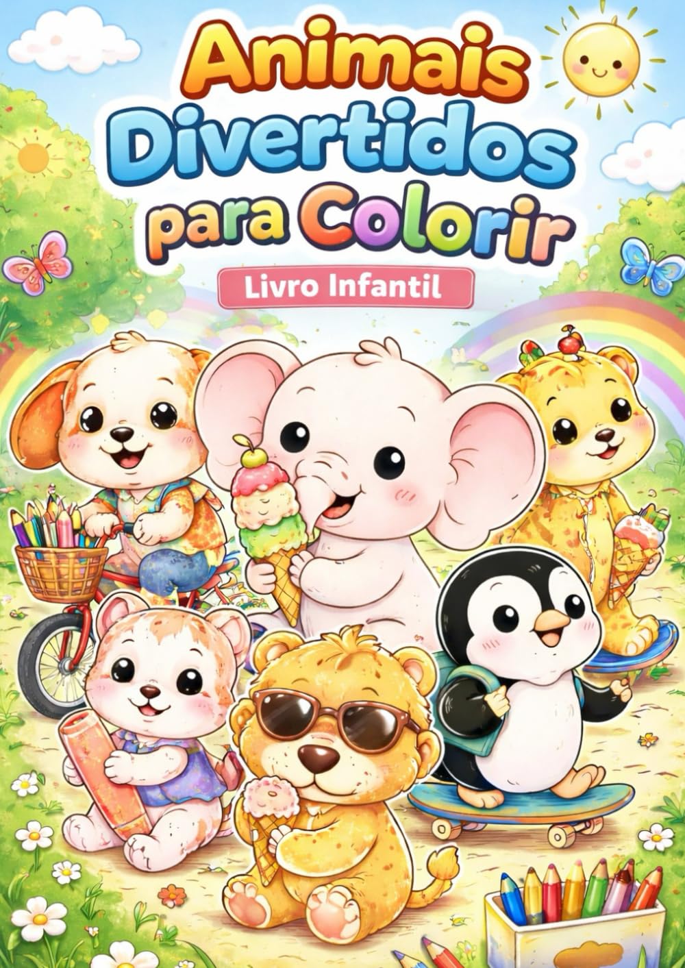 Animais Divertidos para Colorir: Livro Infantil