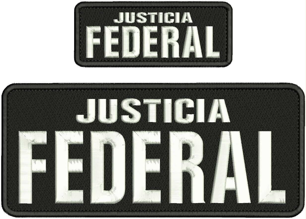 Special Patches for Velcro Patches for Uniform for JUSTICIA Federal Embroidery Patches 4x10 and 2x5 Hook on Back White Black Model-Q-X988-2558