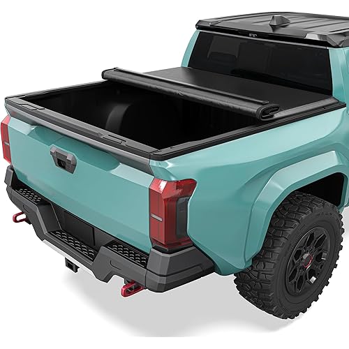 Soft Roll Up Truck Bed Tonneau Cover Fit for Toyota Tacoma 2024 2025 with Deck Rail System, with 5 ft Bed Excl. Trail Edition
