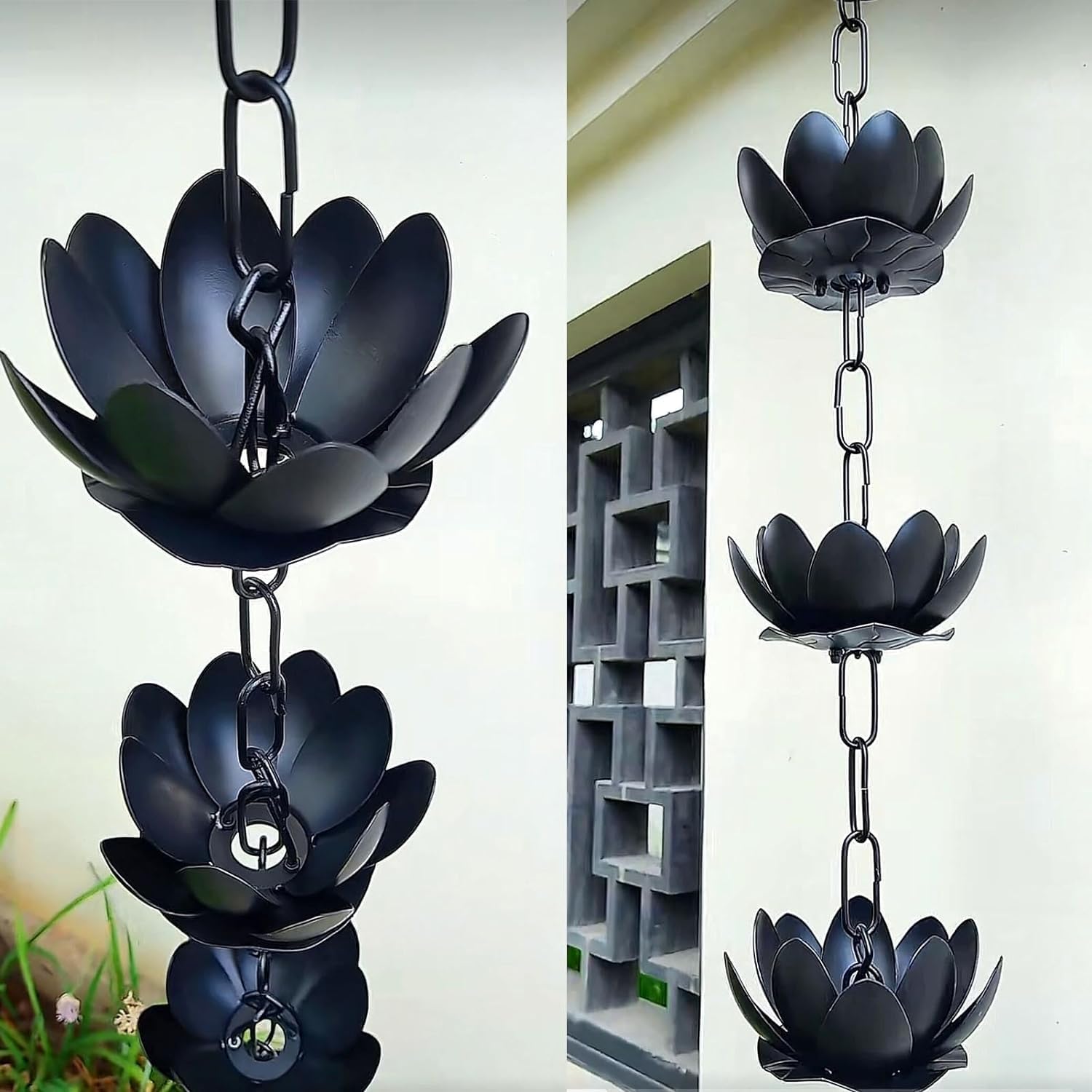 Rain Chains Rain Chains for Outside Gutters, Rain Chain with Petals Shape Collector Cups(150cm/5ft)