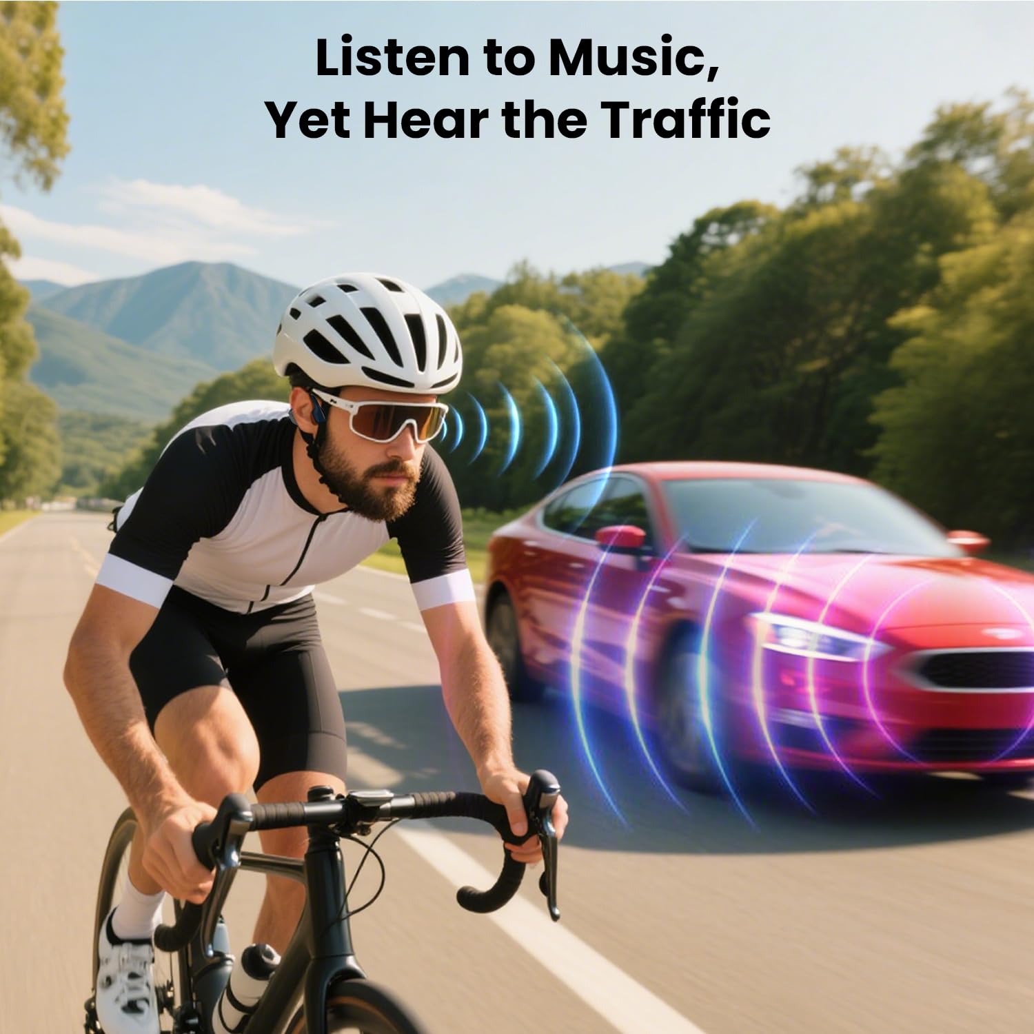 Cuffie a conduzione ossea, auricolari aperti con microfono, Bluetooth 5.4 IPX5, resistenti al sudore, per sport e fitness, allenamento, corsa, ciclismo, palestra, escursionismo...