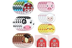 180Pcs Value Farm Animals Party Supplies Paper Plates and Napkins Serve 60...