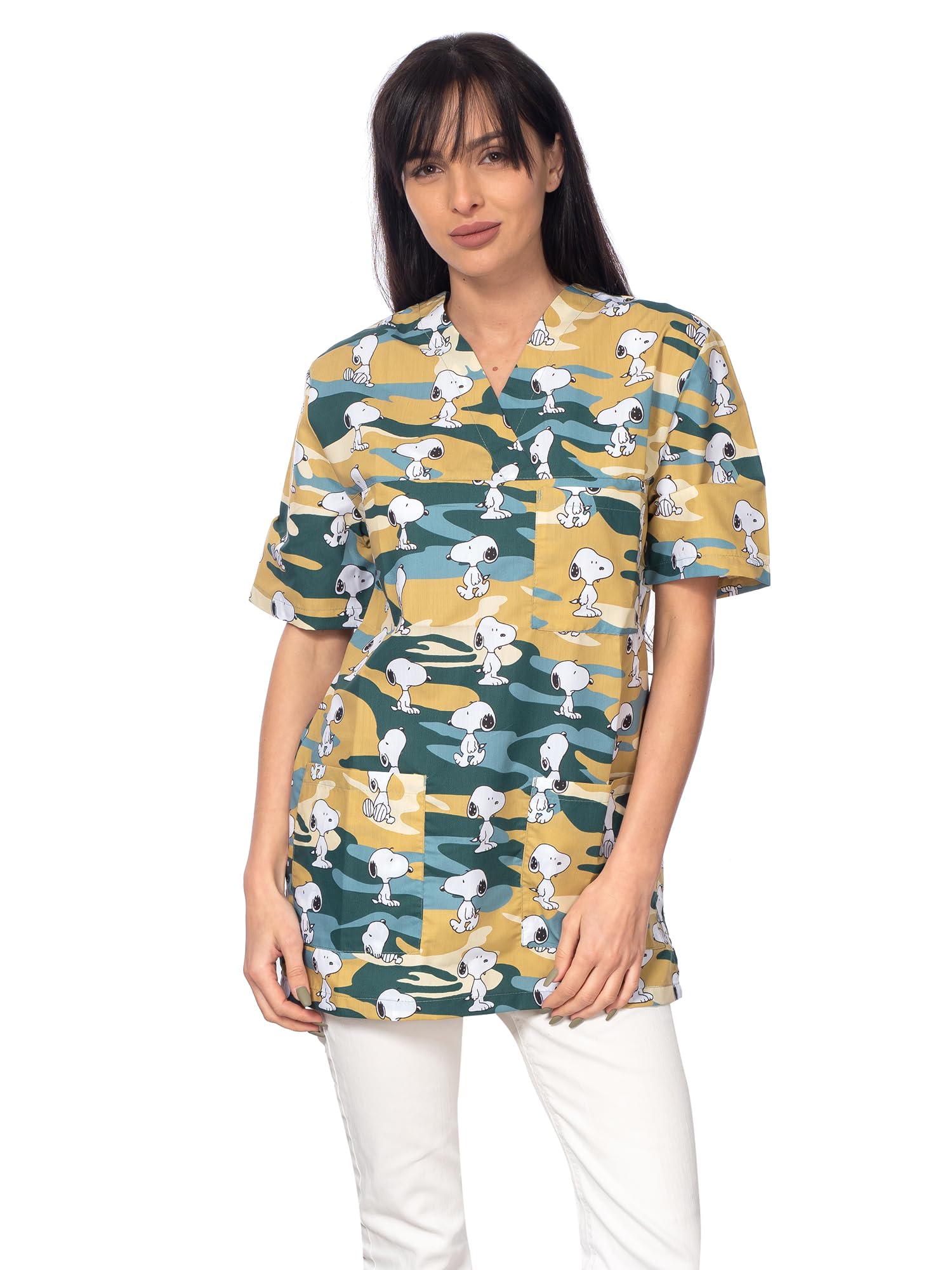 DINOZAVR Bruna Sanitario Camisa Médica con Cuello en V para Mujeres — view 20