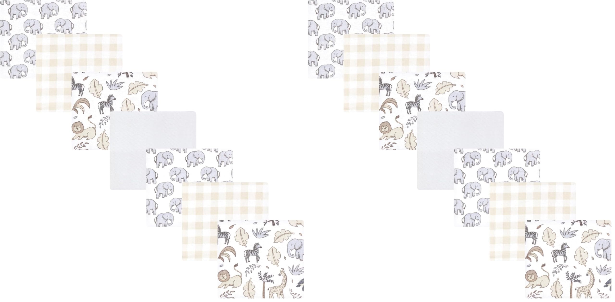 Hudson Baby Unisex Baby Cotton Flannel Receiving Blankets Bundle, Neutral Safari, One Size (Pack of 2)