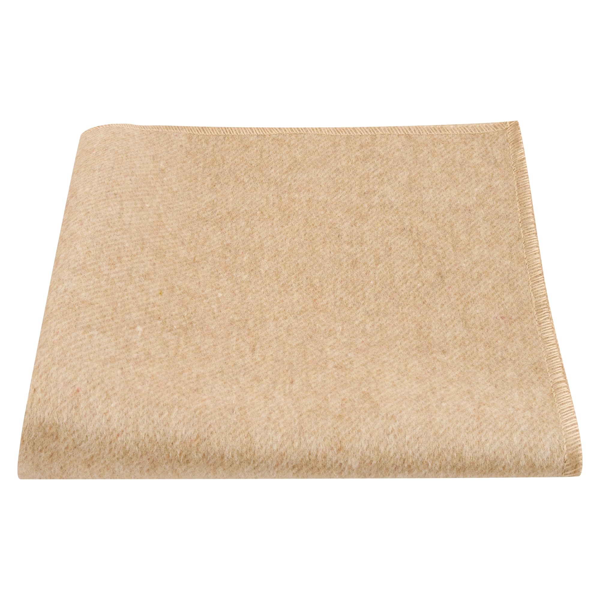 King & Priory Light Camel Brown Woven Wool Pocket Square, Handkerchief
