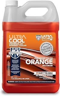 ULTRA 1PLUS Antifreeze Coolant - Universal Premixed 50/50 Orange - Ready to use Engine coolant - Gallon 4 QTS