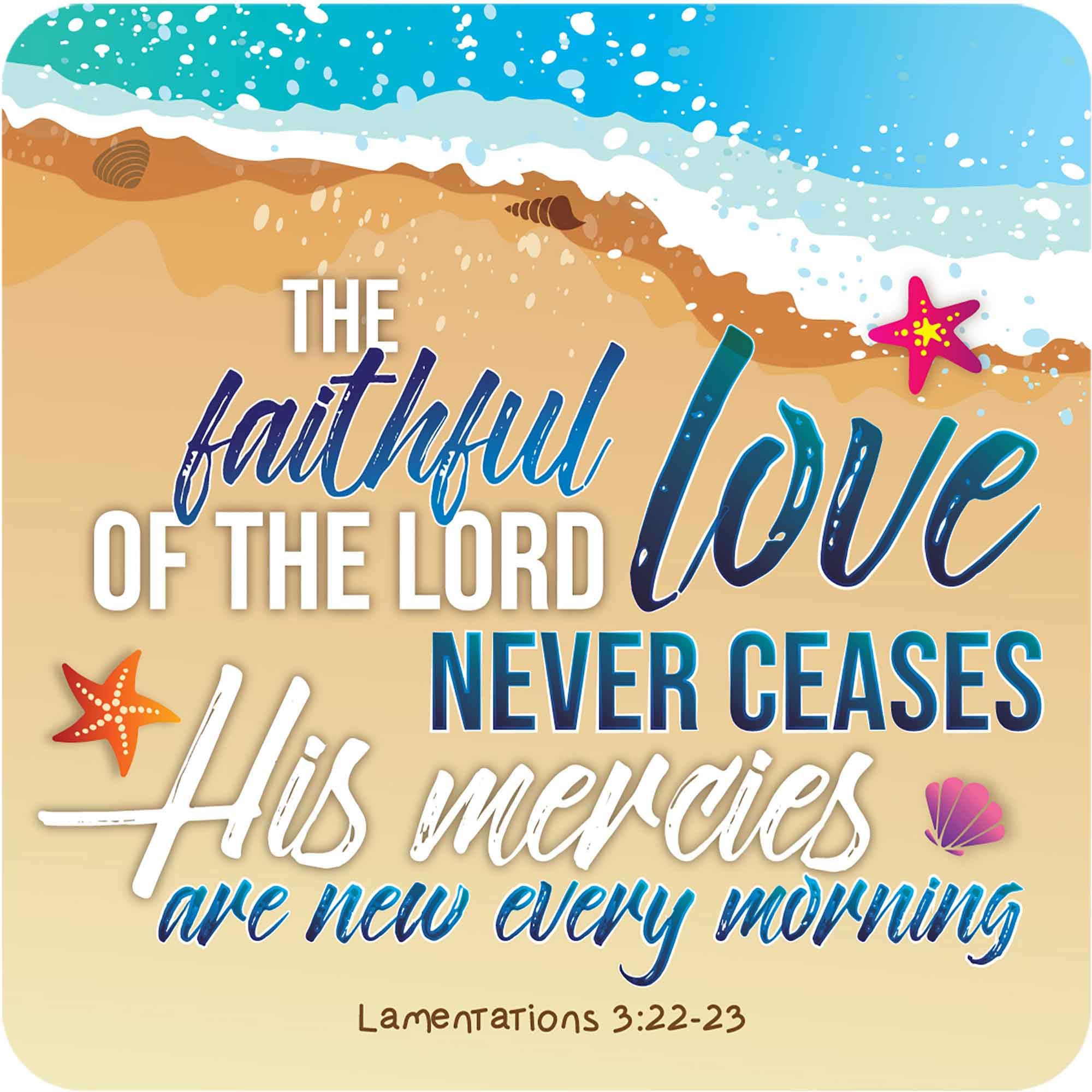 Christian Coasters, Pack of 6 cork coasters, with Bible verse or inspirational words. Beautiful Christian gifts for women or men, by Just Cards Direct (Steadfast Love)