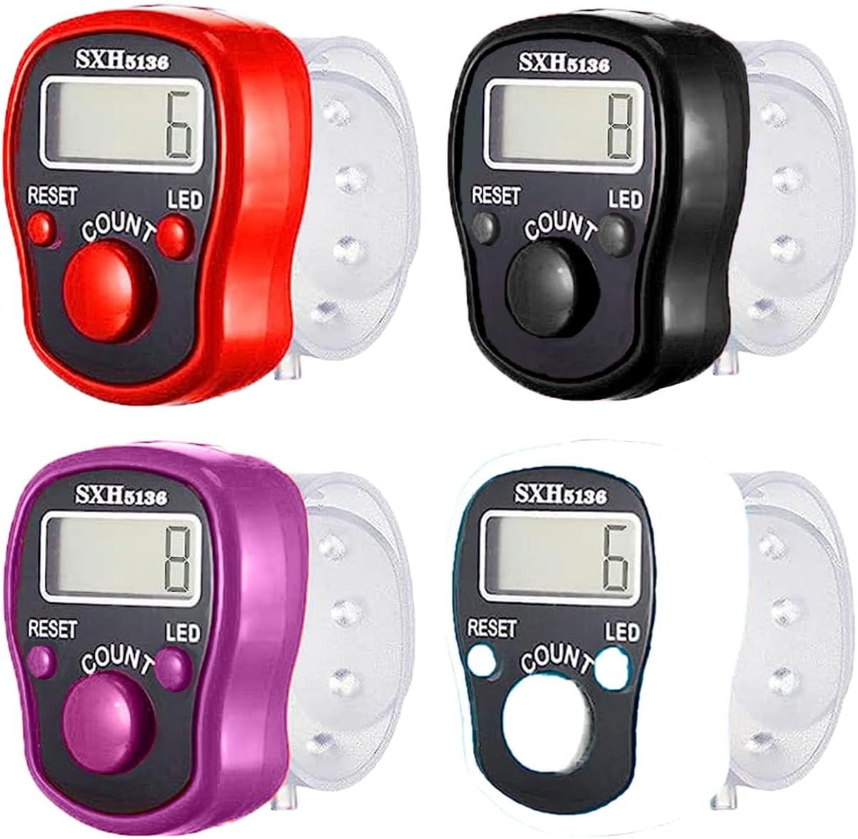 Electronic Finger Counter, 6 Pack Digital Tally Counter Clicker with Led, Resettable 5 LCD Digit Display Hand Tally Counter Counting for Golf,Goods Counting,Lap & Knitting