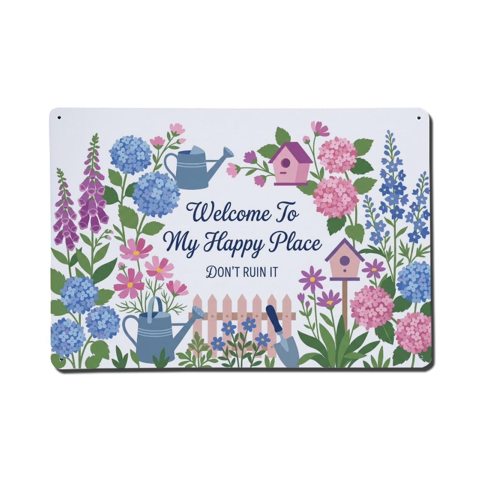 Hydrangea Cottage Garden Humor Metal Tin Sign Plaque Wall Decor for Cafe, Club Bar, Office, Home Garden Metal Poster 8x12Inch