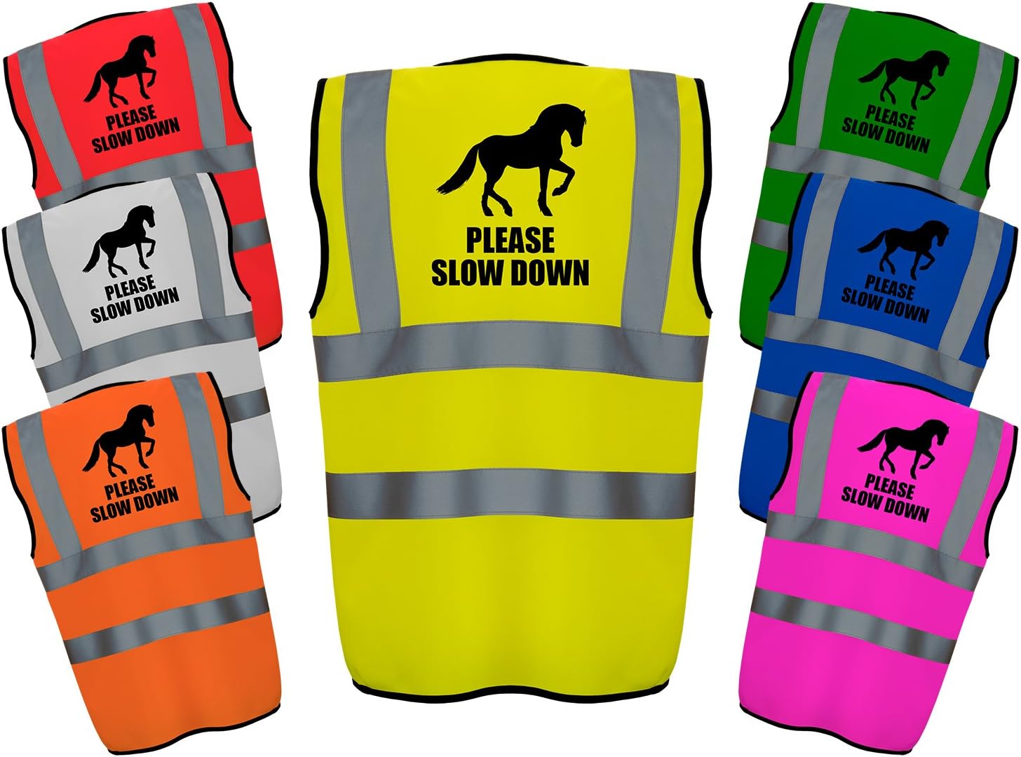 Safety Vests ADULT PINK HORSE RIDING HIVIS SAFETY VEST EQUESTRIAN HIGH VIZ WAISTCOAT S4XL