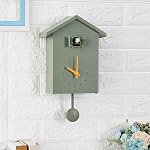 Cuckoo Horloge Pendulum Cuckoo Son Horloge Murale Quartz Non Ticking Calme Horloge Mural Style Minimal Cocu Voix d'oiseaux appeler Chimes Chaque heure avec Bird House pour l'art mural Maison Salon Cuisine