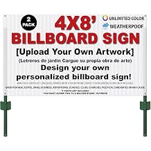 Custom + Personalized Large Yard Sign, 96 x 48 inch 8ft x 4ft, Outdoor, Weatherproof Corrugated Plastic, Multiple Pack Selection 2