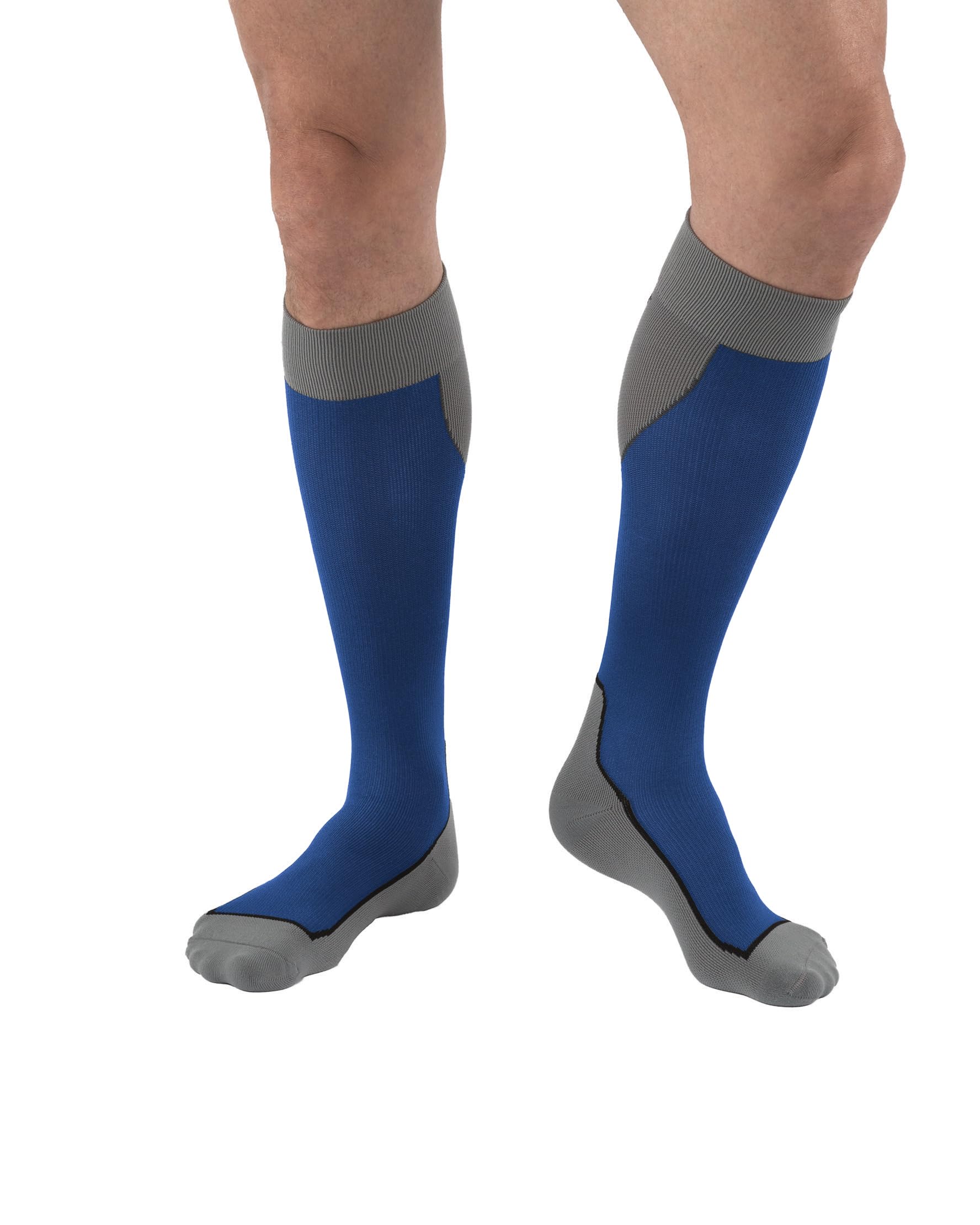 JOBST Sport Knee High 20-30 mmHg Compression Socks, Royal Blue/Grey, Medium