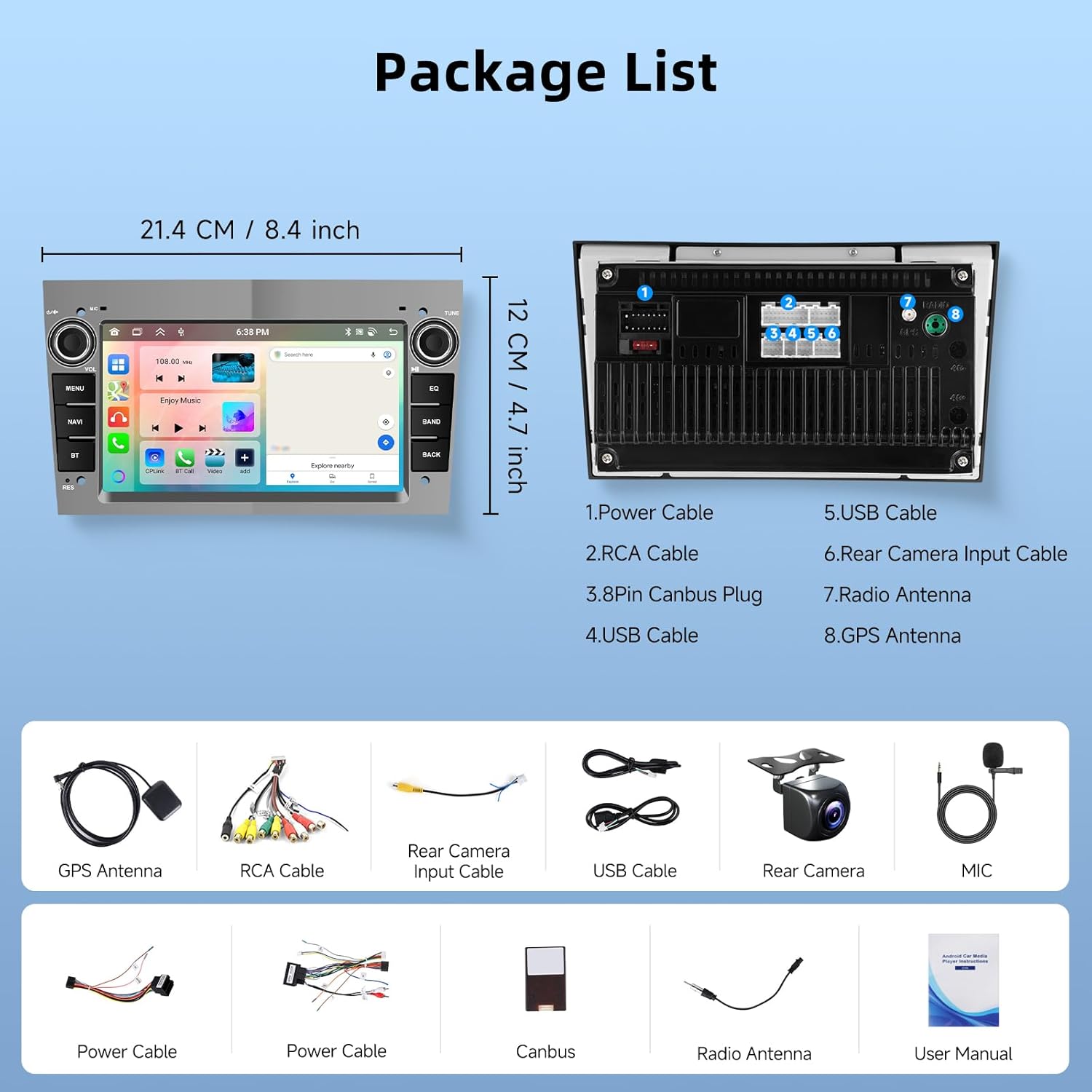 Junsun Autoradio Android 13 pour Opel Corsa Vivaro Antara Vectra Signum Combo Zafira 7'' écran