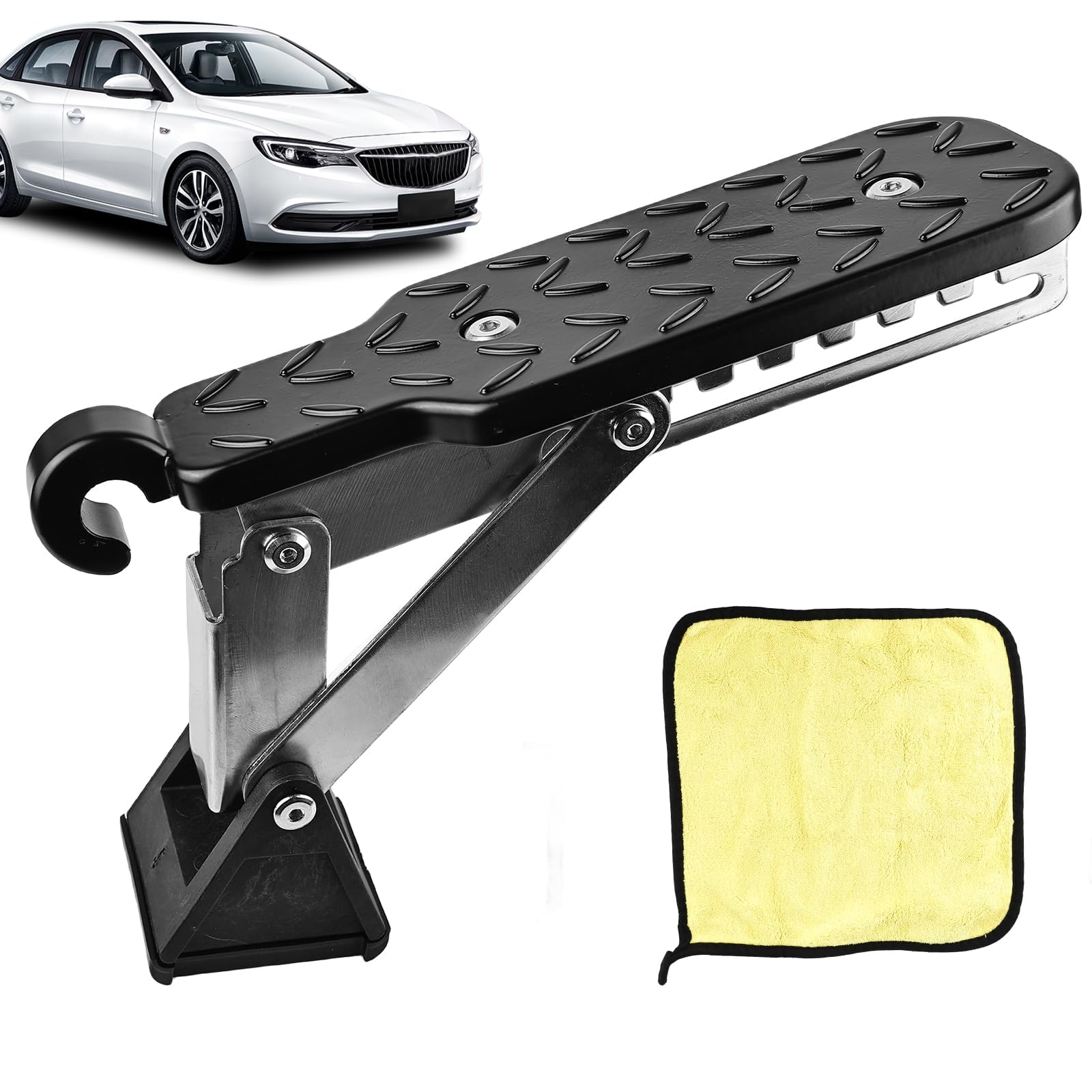 Taille Standard marche auto pliable: Aluminium Robuste marche-pieds porte voiture, Conception Angle Réglable marchepied pliable, Protection Antidérapante rampe pliable, für Accès au Toit de Voiture