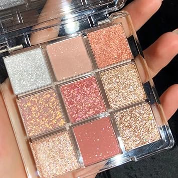 Generic Eye Shadow Palette with 9 Earth-Toned Colors, Glitter and Matte Shades, Makeup Cosmetics (01# Sunset)