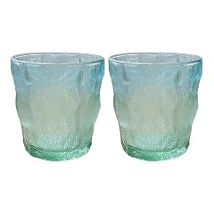 CHOOLD 2 Pcs Glacier Glass Tumbler Cup Water Glasses Glass Drinkware for Coffee Juice Beer 8 Oz