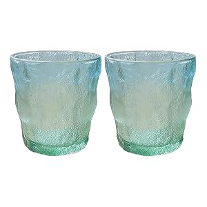 CHOOLD 2 Pcs Glacier Glass Tumbler Cup Water Glasses Glass Drinkware for Coffee Juice Beer 8 Oz