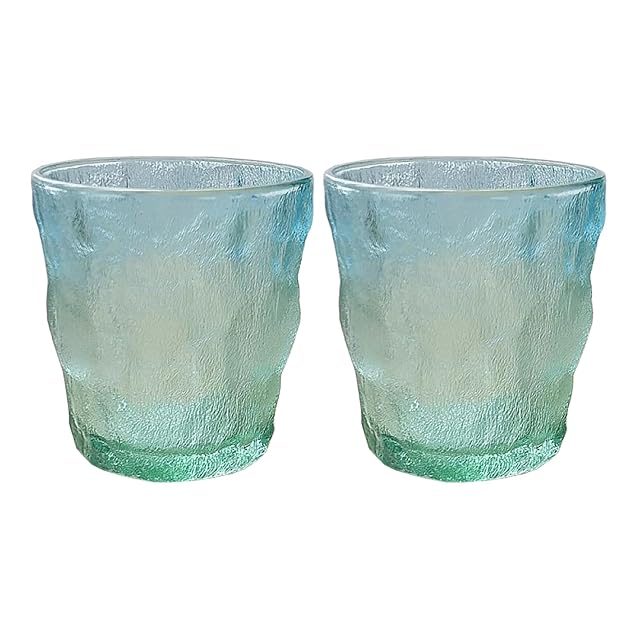 CHOOLD 2 Pcs Glacier Glass Tumbler Cup Water Glasses Glass Drinkware for Coffee Juice Beer 8 Oz