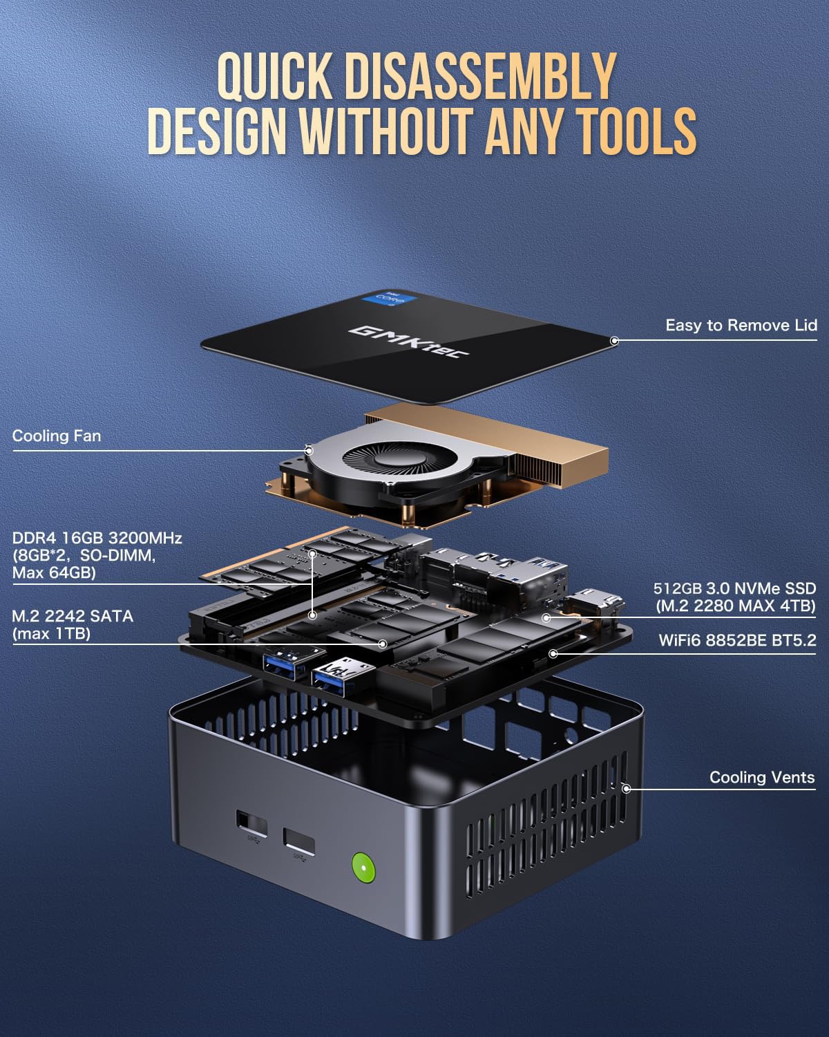 GMKtec Mini PC Windows 11 Pro Intel Core i7-1195G7 (Turbo 5.0 GHz
