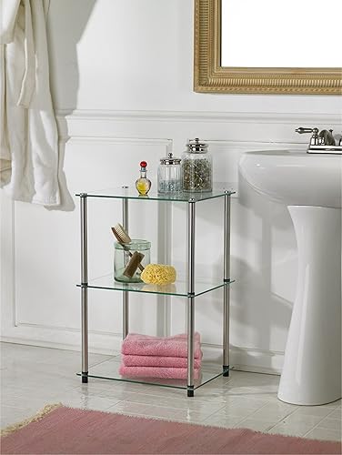 Miniatura 2 de Convenience Concepts Designs2Go Classic - Mesa auxiliar alta de 3 niveles, cristal Glass,Negro/Negro,https://www.amazon.com/dp/undefined