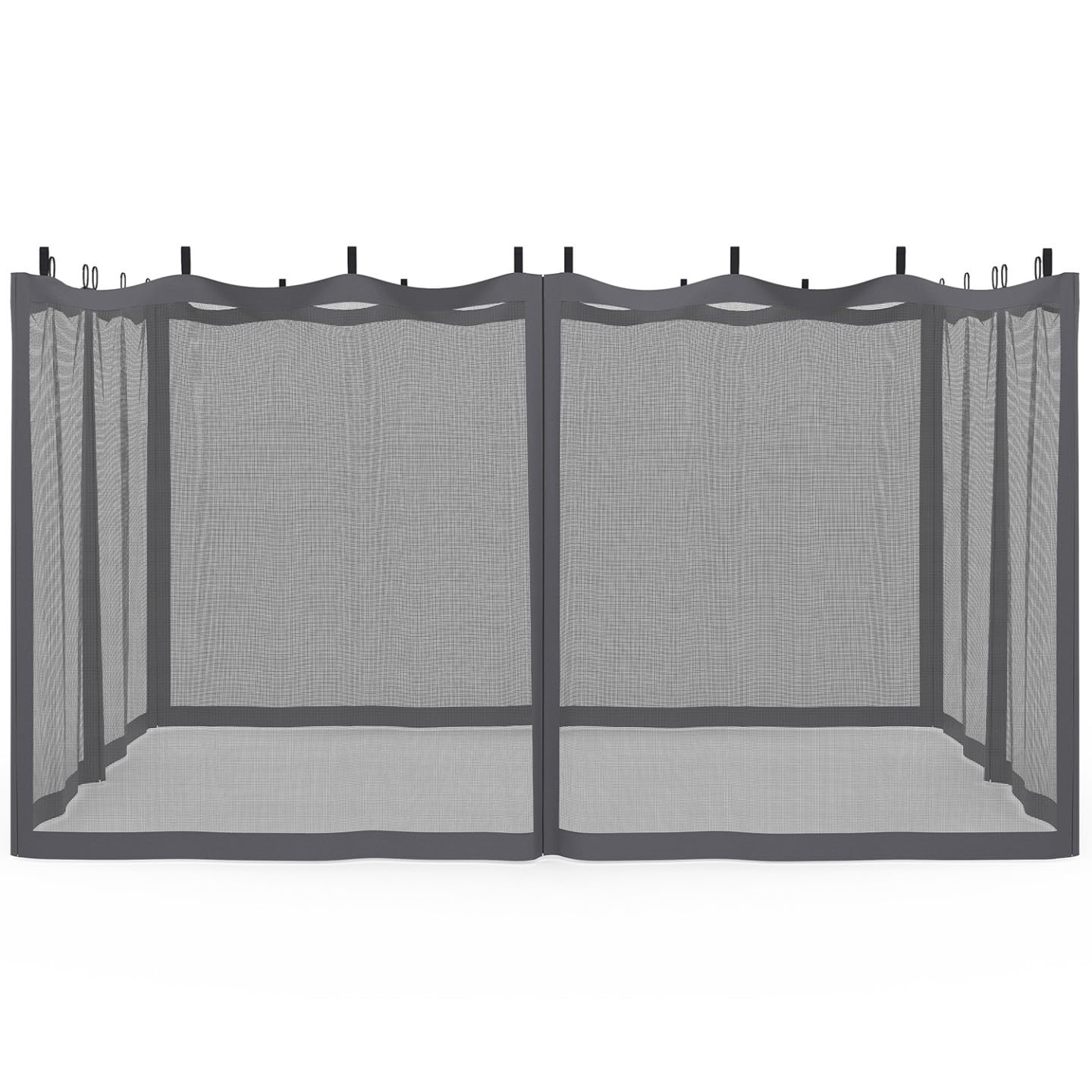 Set di 4 zanzariere per pergola bioclimatica 3x4 Grigio con Cerniera + Ganci