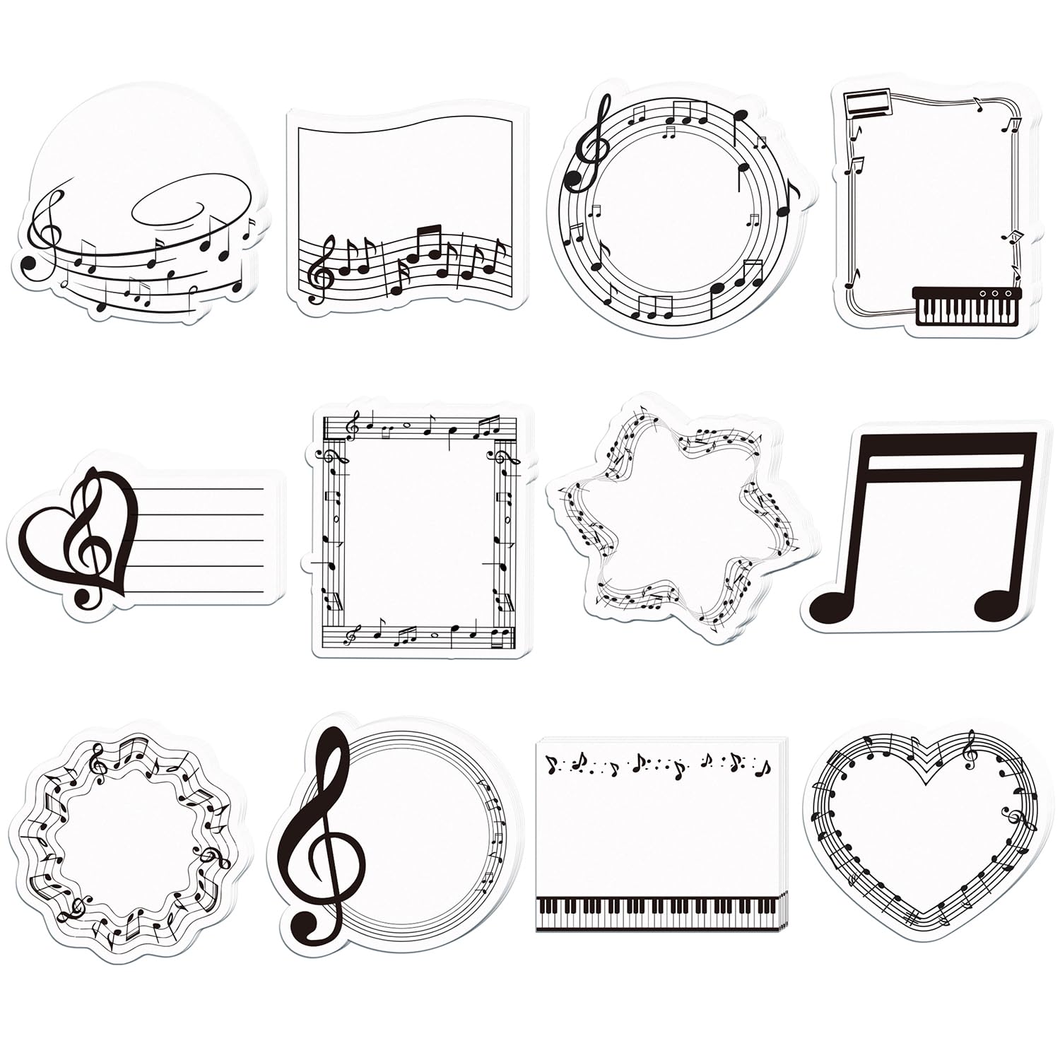Feivando 480 Pcs Music Themed Sticky Notes Self-Adhesive Musical Writting Notepads Music Note Post Its Message Reminder for Student Classroom Award Teacher Appreciation Home School Office Supplies