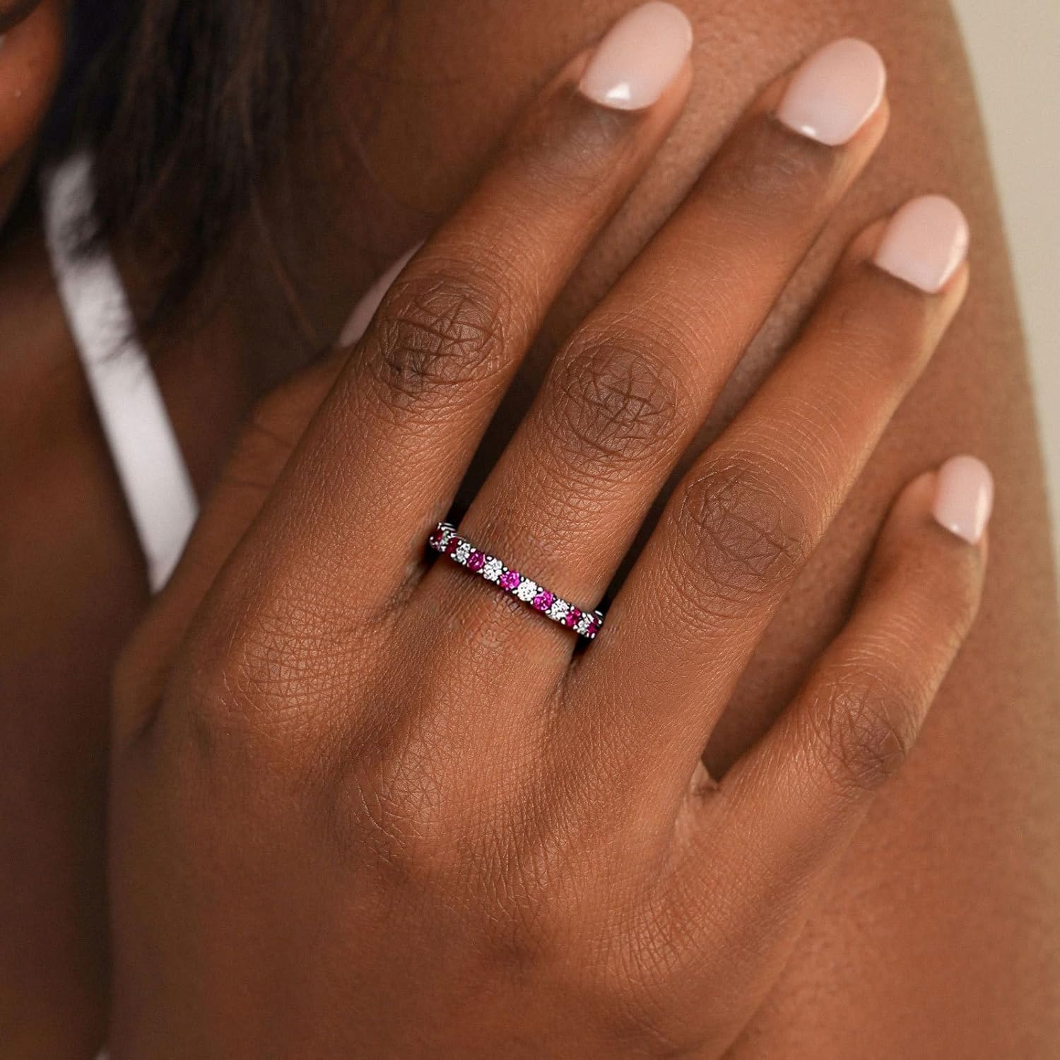 2mm Wedding Band Cubic Zirconia Full Eternity Stackable Engagement Ring 925 Sterling Silver Yellow/Rose Gold/Ruby/Sapphire/Emerald Size 5-10