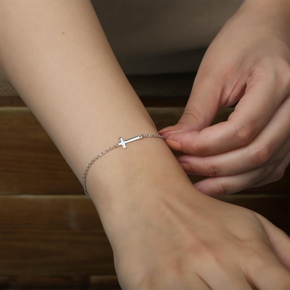 Amazon.com: 925k Sterling Silver Cross Bracelet | Handmade