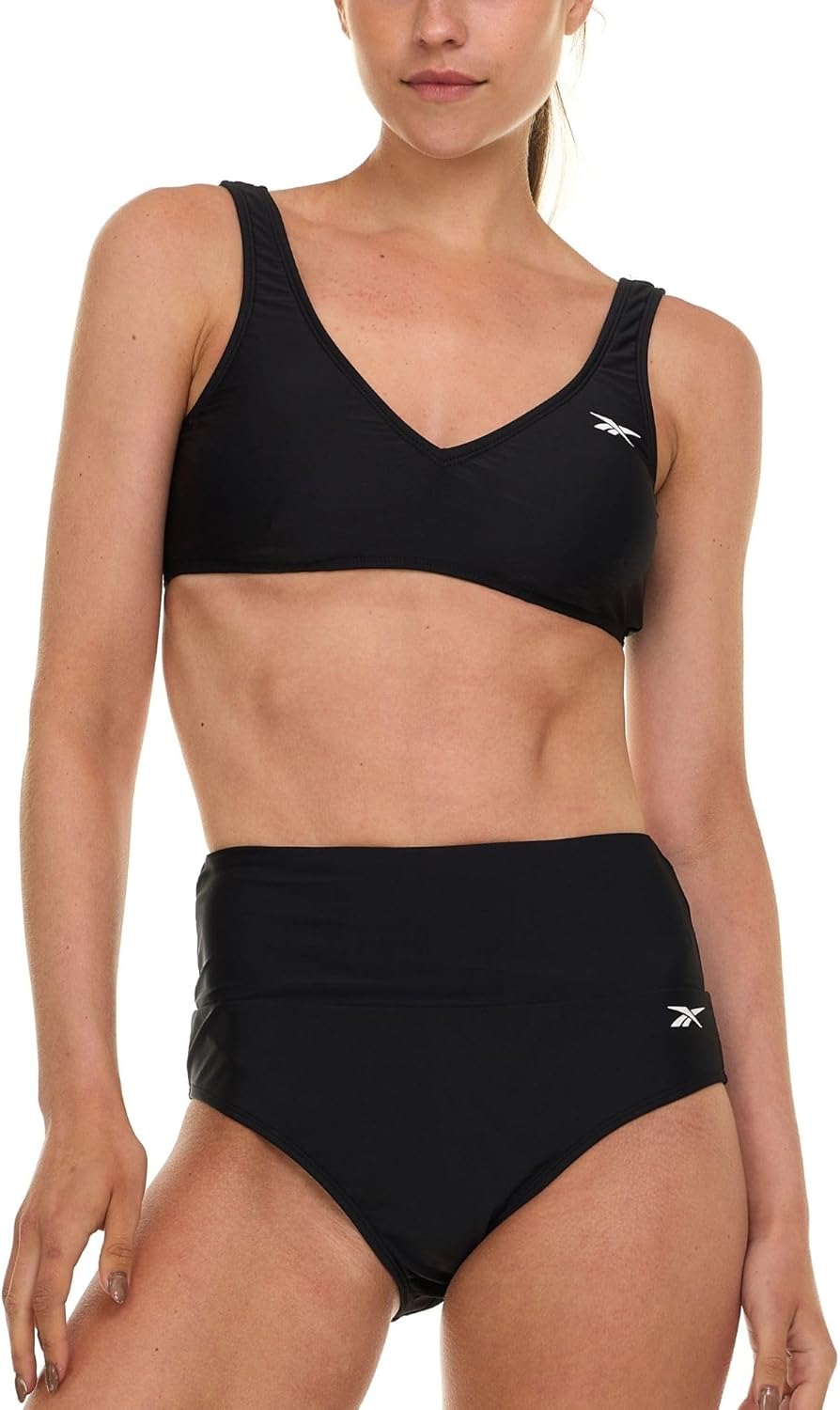 Reebok Bralette Bikini Sets for Women, High Waisted Bikini Bottoms, Womens Swimsuits Athletic Sporty Bathing Suit