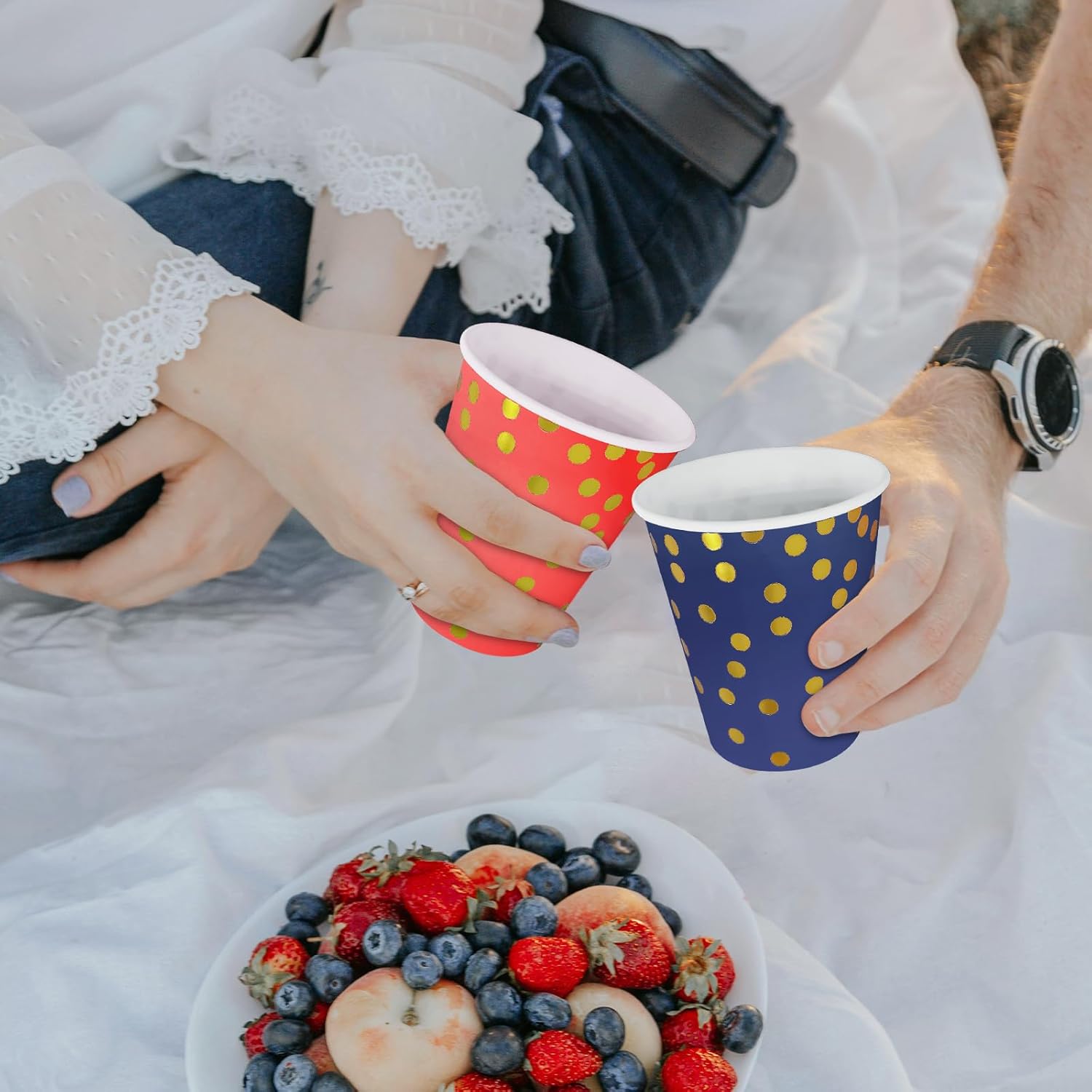 Sage Green and Gold Paper Cups,9 oz Sage Green and Gold Disposable Cups,Paper Cups for Birthday Wedding Party Supplies(50 Pcs) - Image 4