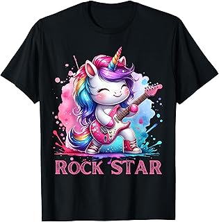 Cute Unicorn Rock star Guitar Rockin' music singer T-Shirt