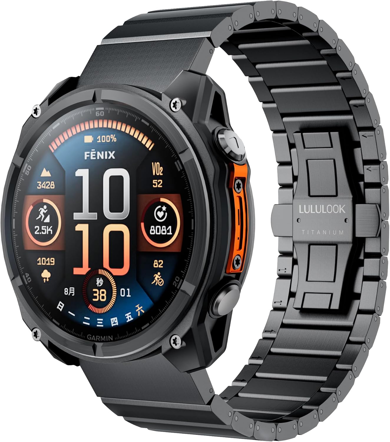 LULULOOK Titanium Band for Garmin Watch Fenix 8 51mm/7X/6X/5X Plus, 26mm Titanium Metal Repalcement Band for Garmin Watch Tactix/ quatix 8 51mm, epix Pro (Gen 2) 51mm, DLC Coating and Butterfly Clasp,Black