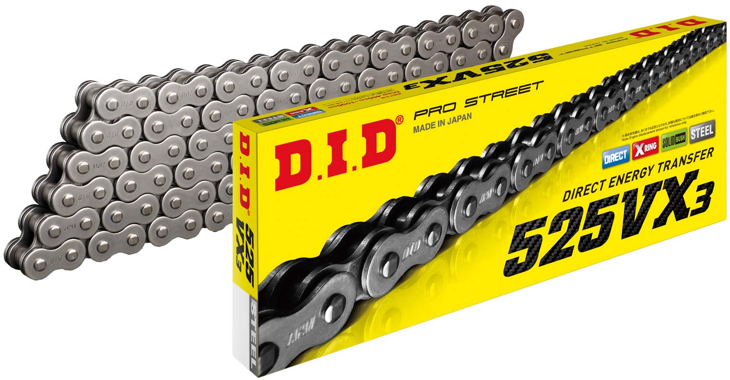 DID (525VX3X150ZB) Steel 150 Link High Performance VX Series X-Ring Chain with Connecting Link