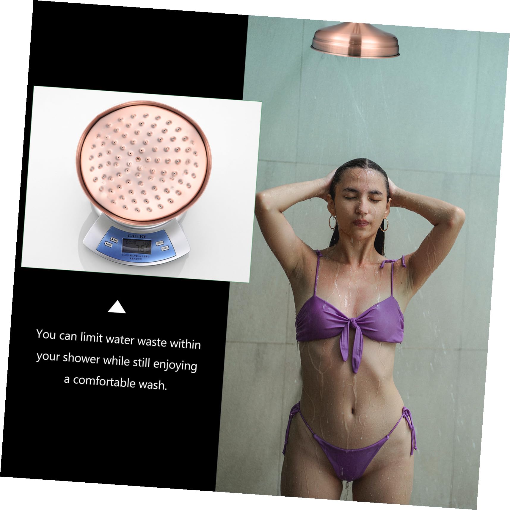 jojofuny Cabezal Rociador De Ducha De Cobre Duradero, Diseño Sencillo y Moderno, Boquilla Grande Redonda Para Baño Residencial