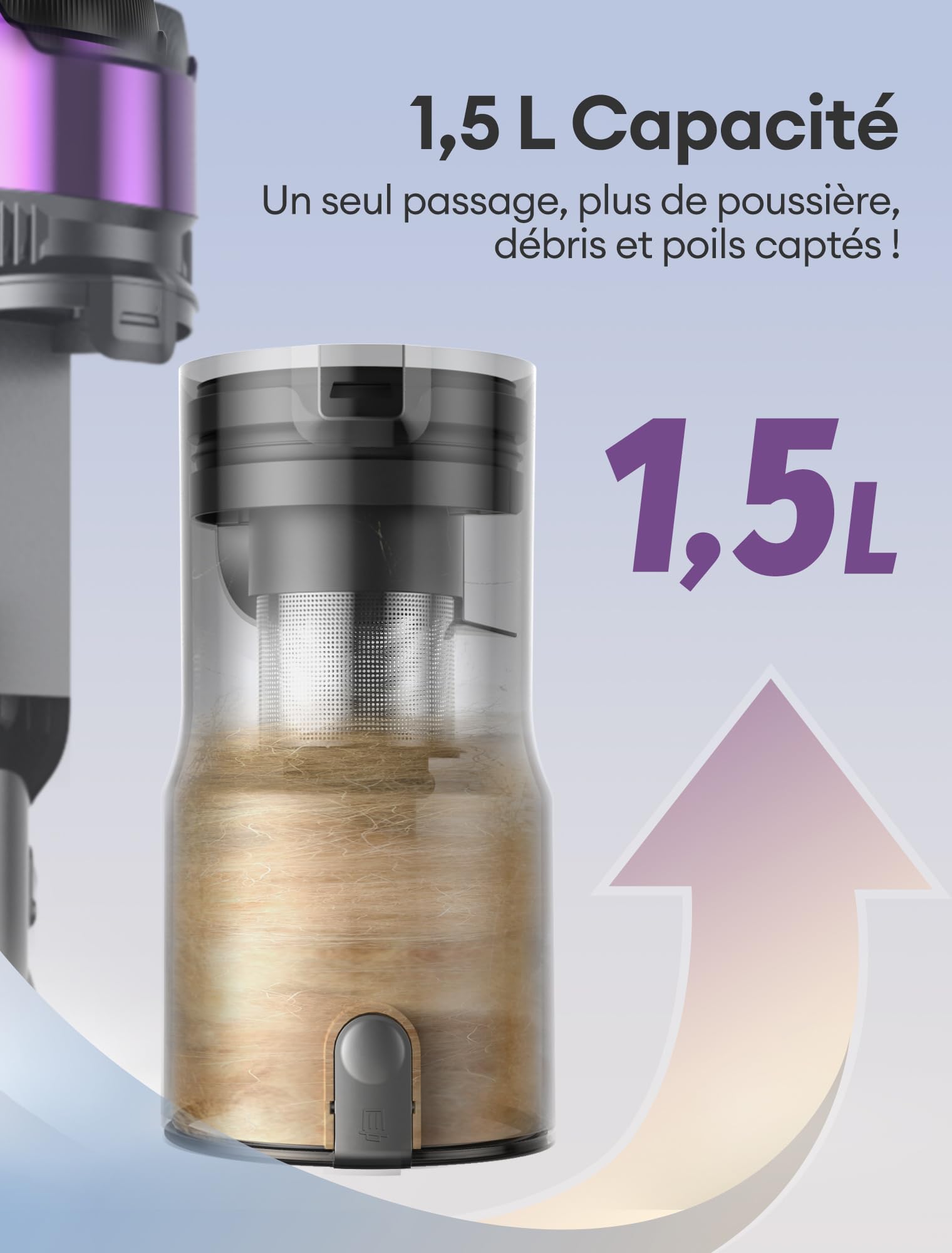 Ultenic Aspirateur Balai sans Fil, 55kPa Puissant pour Poils Animaux, Technologie GreenEye, Tube Pliable 65cm, Filtre HEPA H13 Anti-Allergie, 60min Autonomie, Sol Dur/Voiture/Moquette