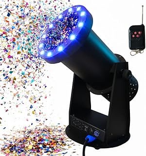 1500W Professional Electric Confetti Machine with LED Lights, DMX Control Digital Confetti Cannon wth Remote Control for Birthday, Weddings, DJ Party, Stage Shows, Concert Event Show, Powerful Output