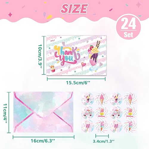 Vista 44 de WERNNSAI Tarjetas de agradecimiento de dinosaurios, 24 unidades, decoraciones de cumpleaños de dinosaurios rosados, tarjetas de felicitación
