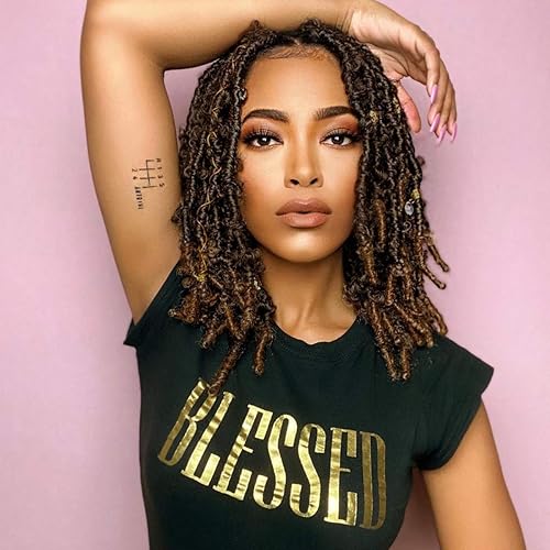 Cabello de ganchillo Butterfly Locs  10 pulgadas, 6 paquetes de rastas cortas de mariposa suaves, color marrón degradado, cabello sintético de