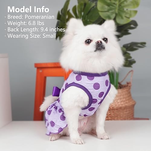 Miniatura 10 de KYEESE Vestido para perro, vestido de verano con lunares y lazo, ropa ligera para mascotas, para perros pequeños, gatos, cachorros, cachorros,
