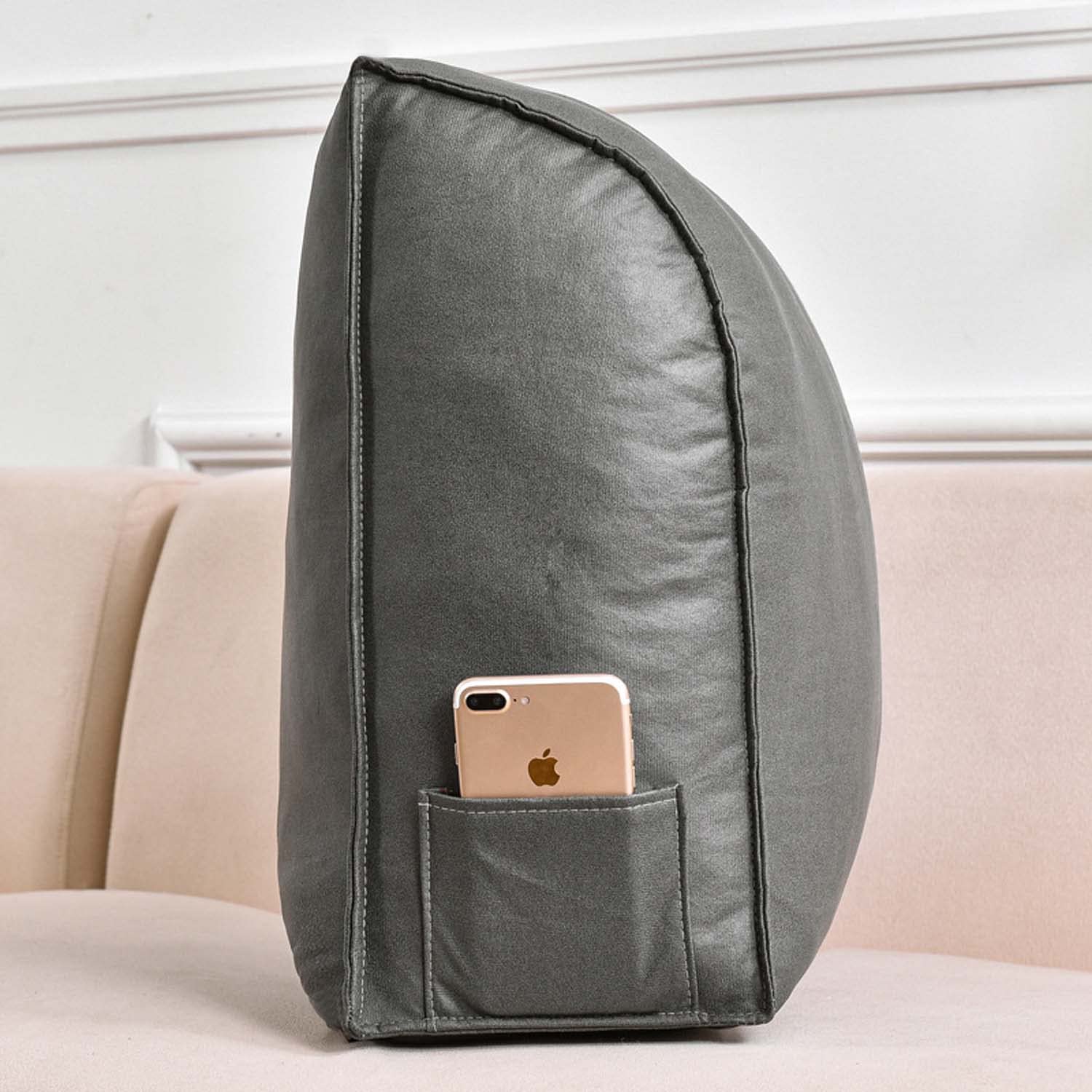 Almohada de apoyo de espalda de piel sintética impermeable, cojín de lectura suave, forma de cuña ergonómica para sofá de oficina, respaldo de posicionamiento lumbar, ideal para comodidad y apoyo