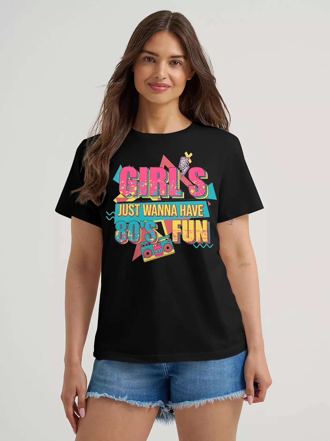 80s Shirts for Women 80's Theme Party Outfit 1980s Disco Short Sleeve T-Shirt Vintage 80's Girl Neon Outfits - Image 5