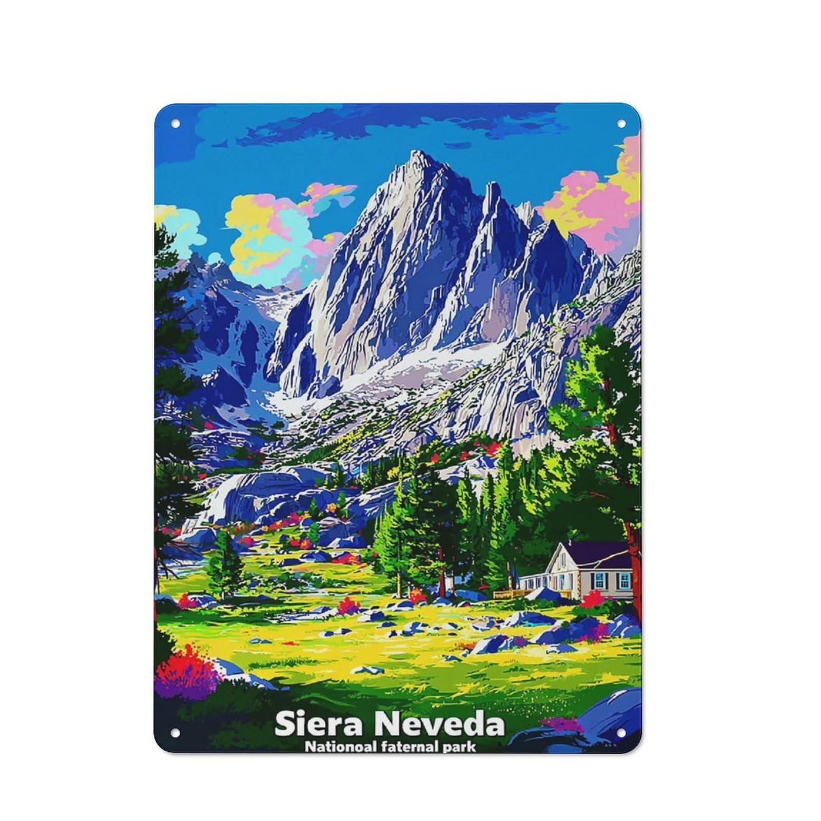 Junmoney Sierra Nevada National Park Nature's Majesty Printed Metal Sign 40X30cm For Hobby Room Or Studio, For Creative Interior Collectors