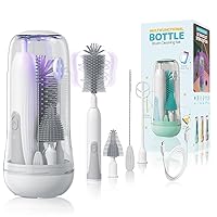 Vista 1 de IvyWind Juego de Cepillos Eléctricos para Biberones de Viaje con Caja de Almacenamiento, Kit de Cepillo Limpiador Automático de Biberones