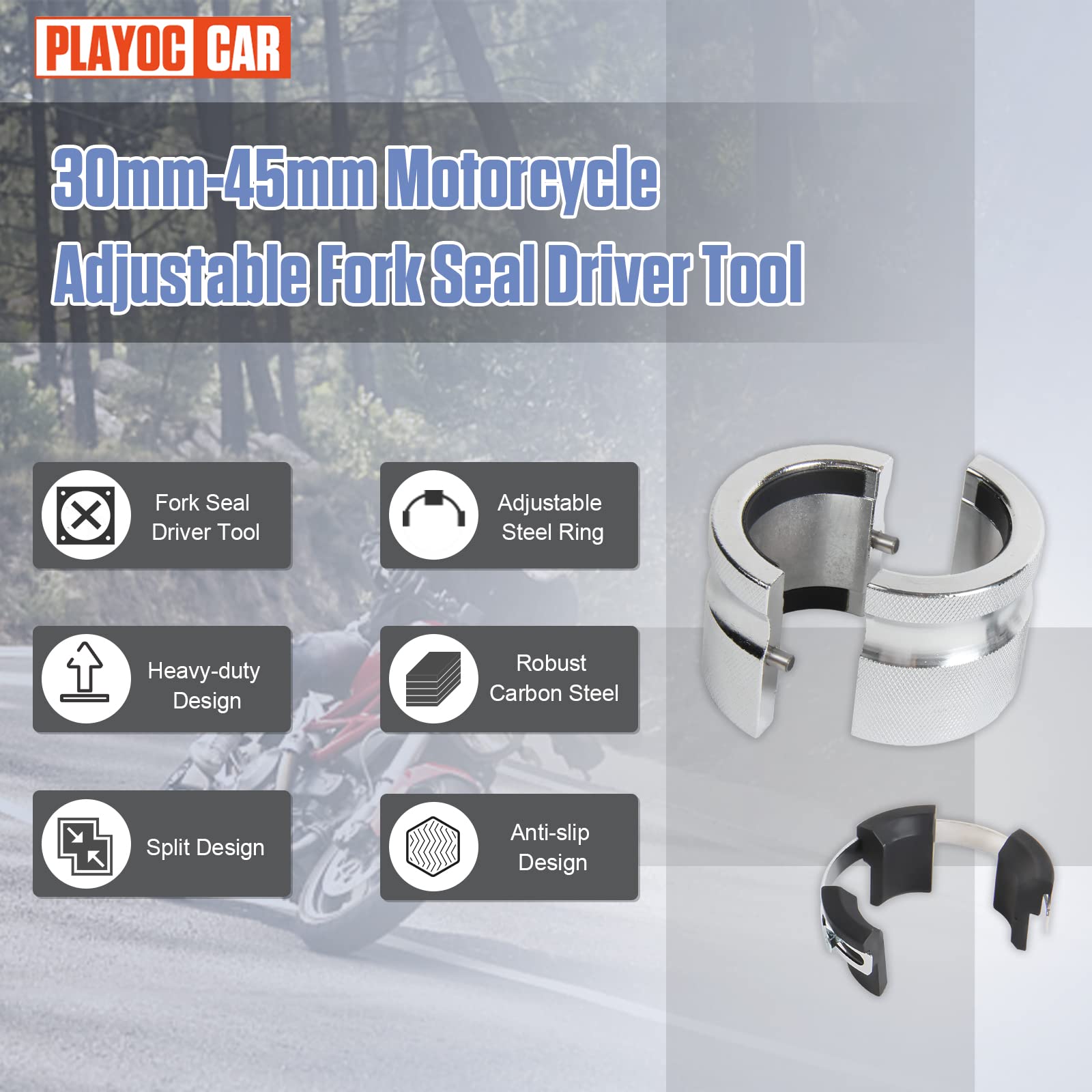 PLAYOCCAR Controlador de sello de horquilla 30MM-45MM, herramienta de instalación ajustable para motocicleta
