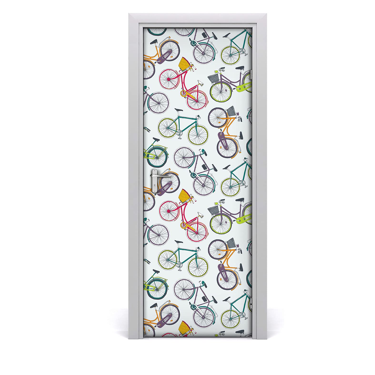 Papier peint sur la porte effet vélo en ville pour un salon dynamique