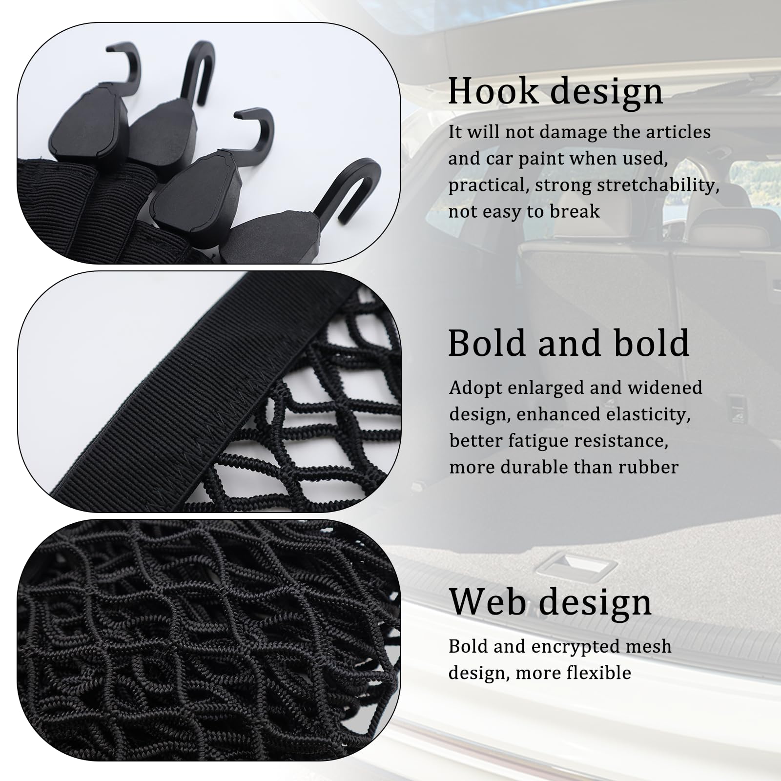 Rete Elastica Per Bagagliaio Auto 110x60cm - Estendibile Fino A 220x120cm Per SUV E Camion - Foto 4