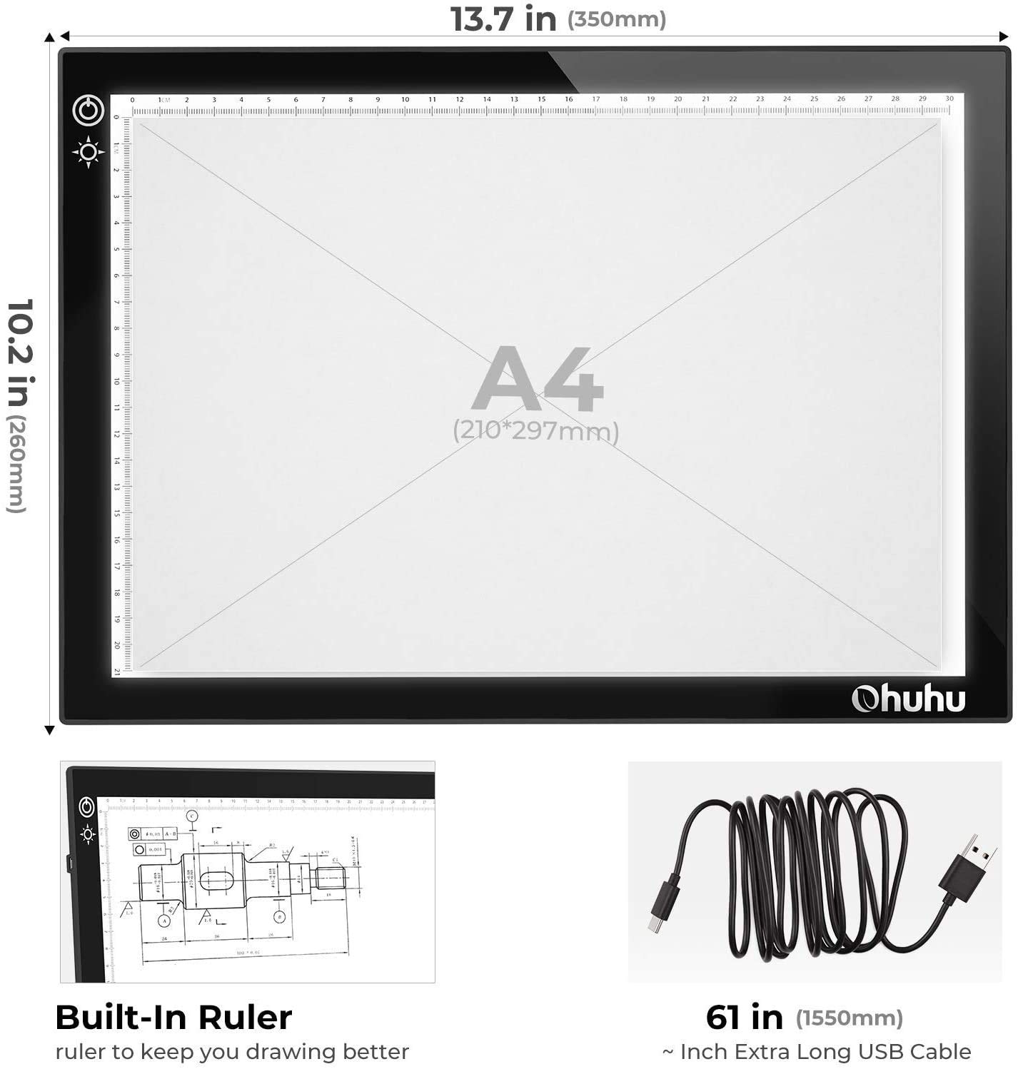 Keirlight Light Box Diamant KEIRLIGHT Boîte Lumineuse A3 Rechargeable - Tableau De Traçage 3 Couleurs & 6 Niveaux Luminosité - Idéal Peinture Diamant, Dessin, Tatouage