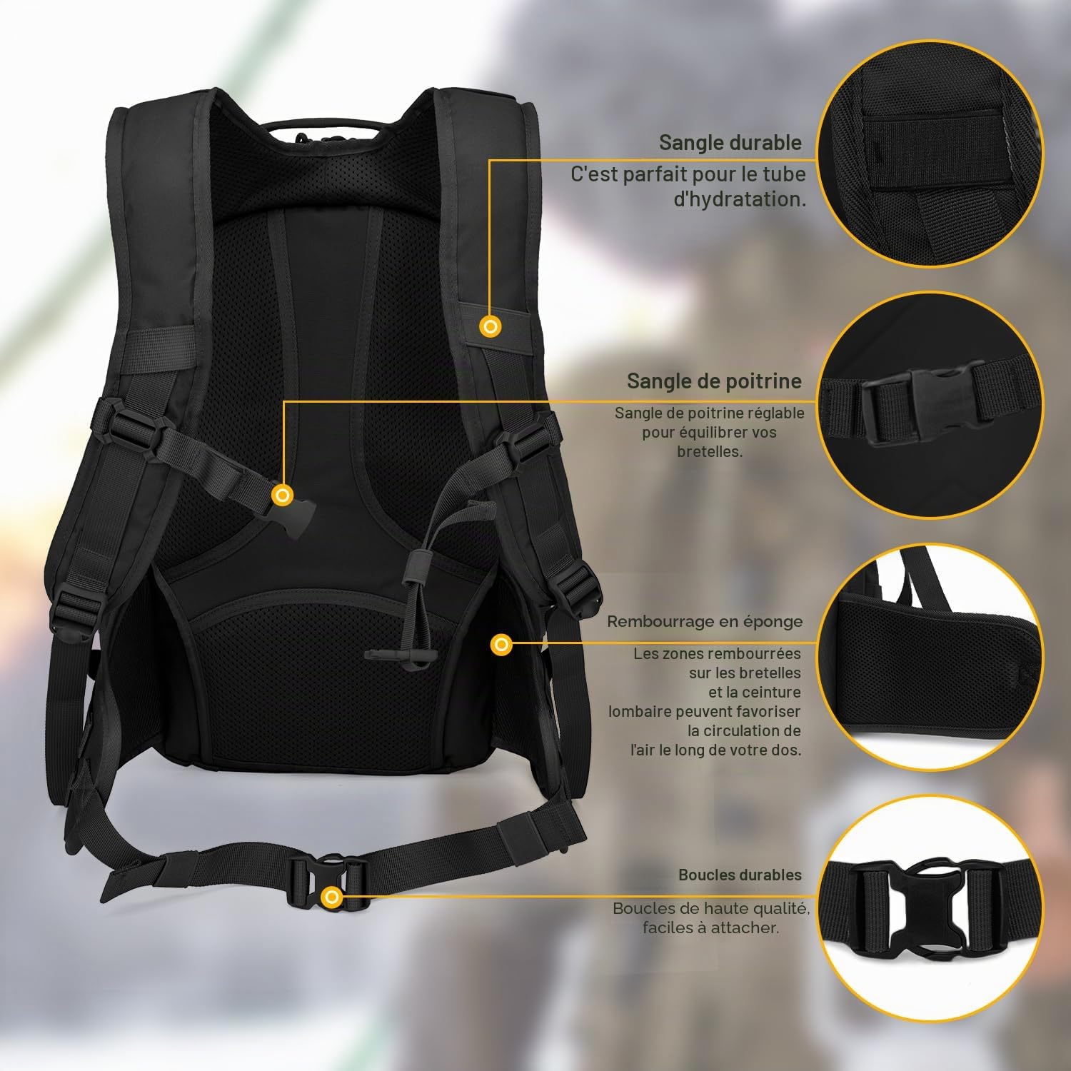 Mardingtop Sac à dos tactique de 28 l - Sac à dos de trekking - Sac à dos de randonnée - Pour camping, randonnée, voyage